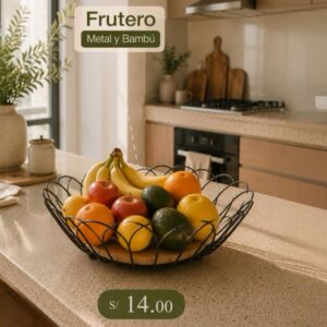 Frutero de Metal y Bambú