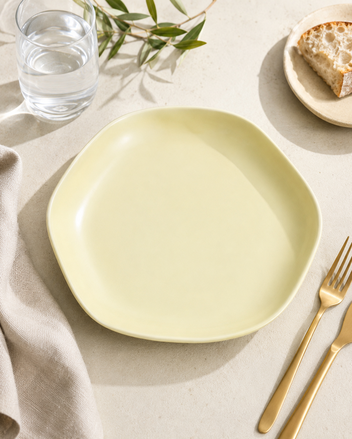Juego de 4 platos cerámica forma lechuga amarillo mantequilla - Image 2