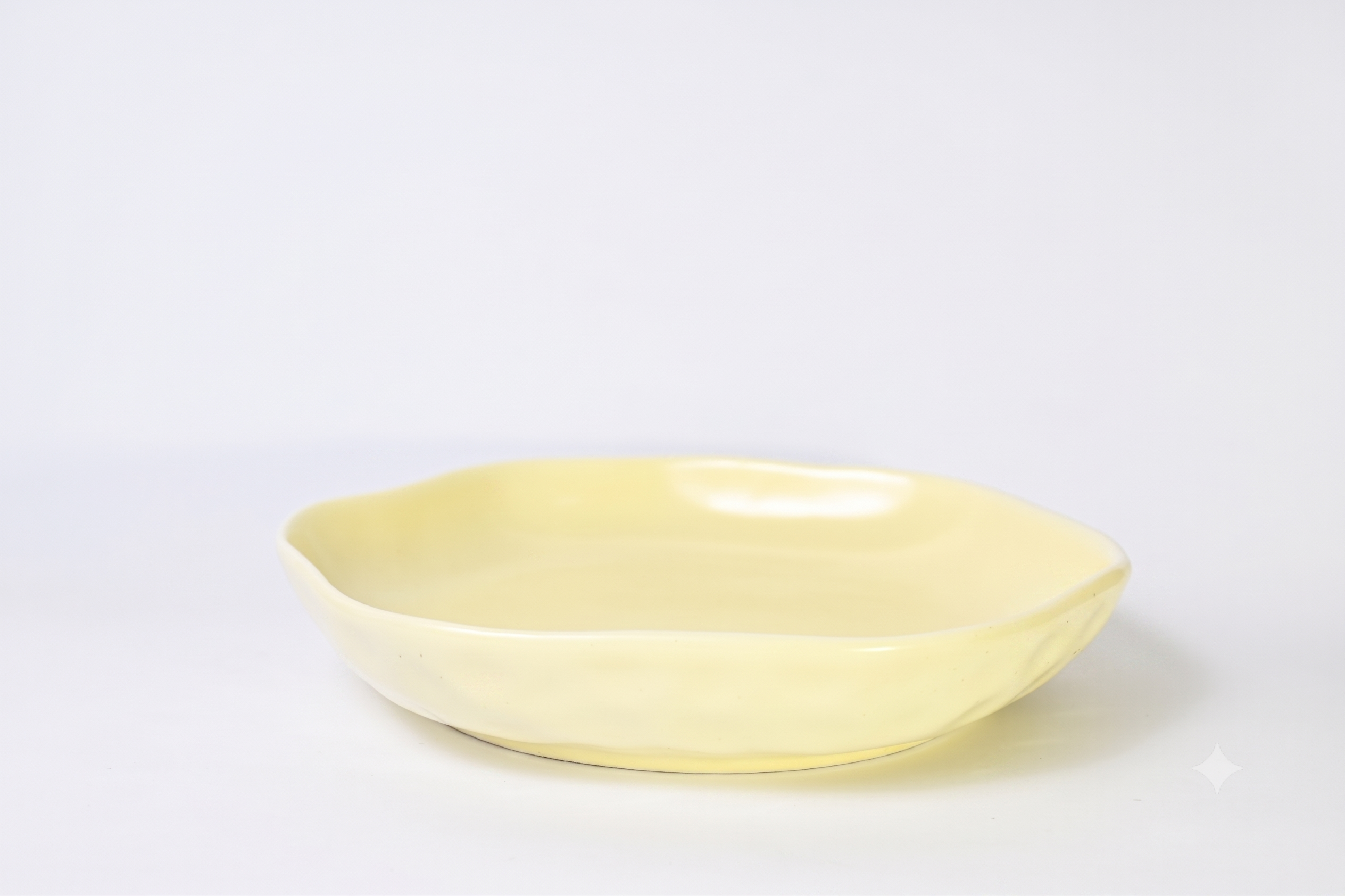 Juego de 4 platos cerámica forma lechuga amarillo mantequilla - Image 4